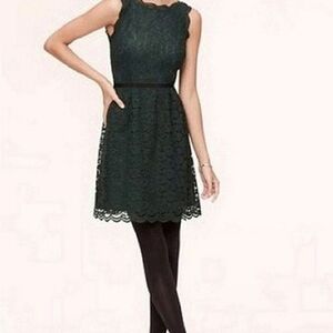LOFT Floral Lace Cocktail Party Dress | Hunter Green | Size 4 Tall